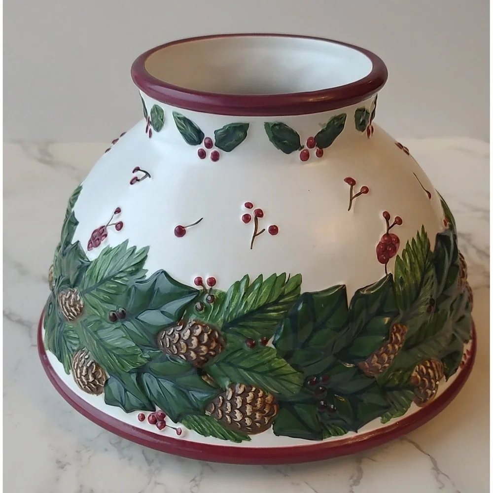 CHRISTMAS Jar Candle Shade HOLLY Large 22 oz  Pinecones Pine Boughs